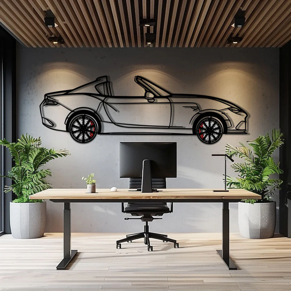Mazda MX-5 RF Metal Car Wall Art with Rotating Wheels - JDM Roadster Silhouette - Interactive Automotive Wall Decor - KAFMEKA146 - Image 9
