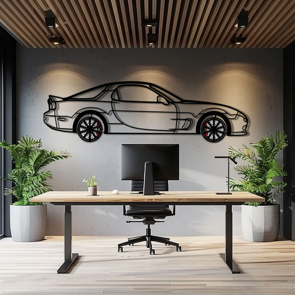 Mazda RX-7 Metal Car Wall Art with Rotating Wheels - FD3S Rotary Legend Silhouette - Interactive Automotive Wall Decor - KAFMEKA147 - Image 9