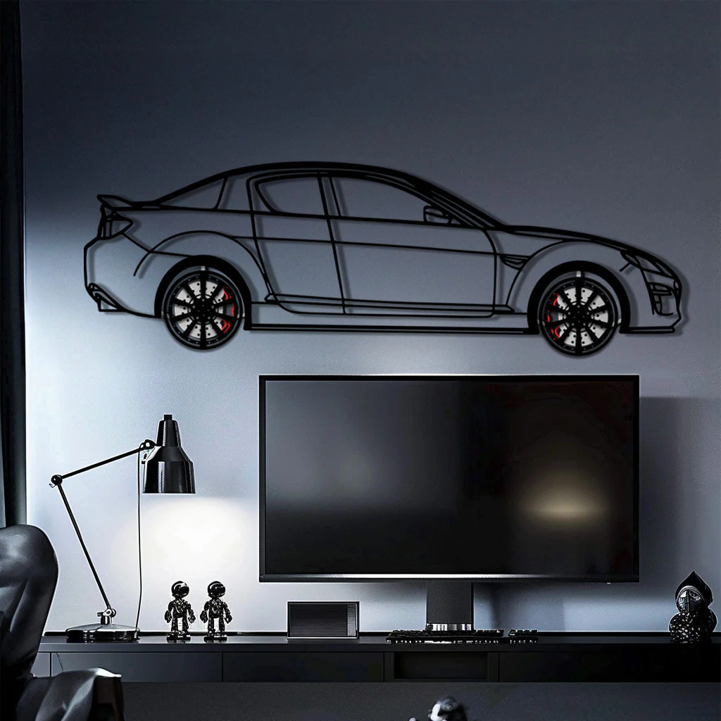 Mazda RX-8 Metal Car Wall Art with Rotating Wheels - Rotary Engine Silhouette - Interactive JDM Automotive Wall Decor - KAFMEKA148 - Image 10