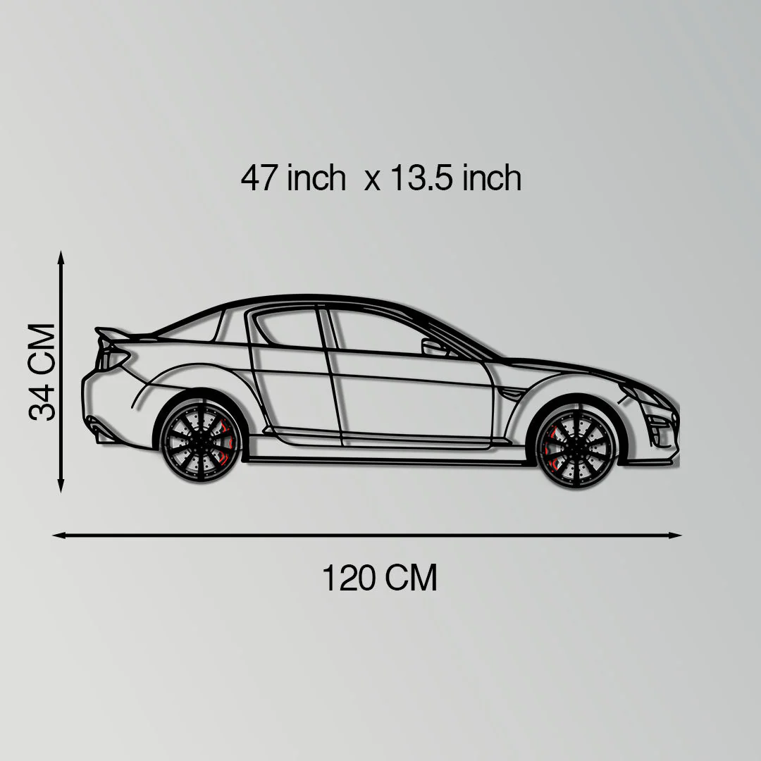 Mazda RX-8 Metal Car Wall Art with Rotating Wheels - Rotary Engine Silhouette - Interactive JDM Automotive Wall Decor - KAFMEKA148 - Image 11