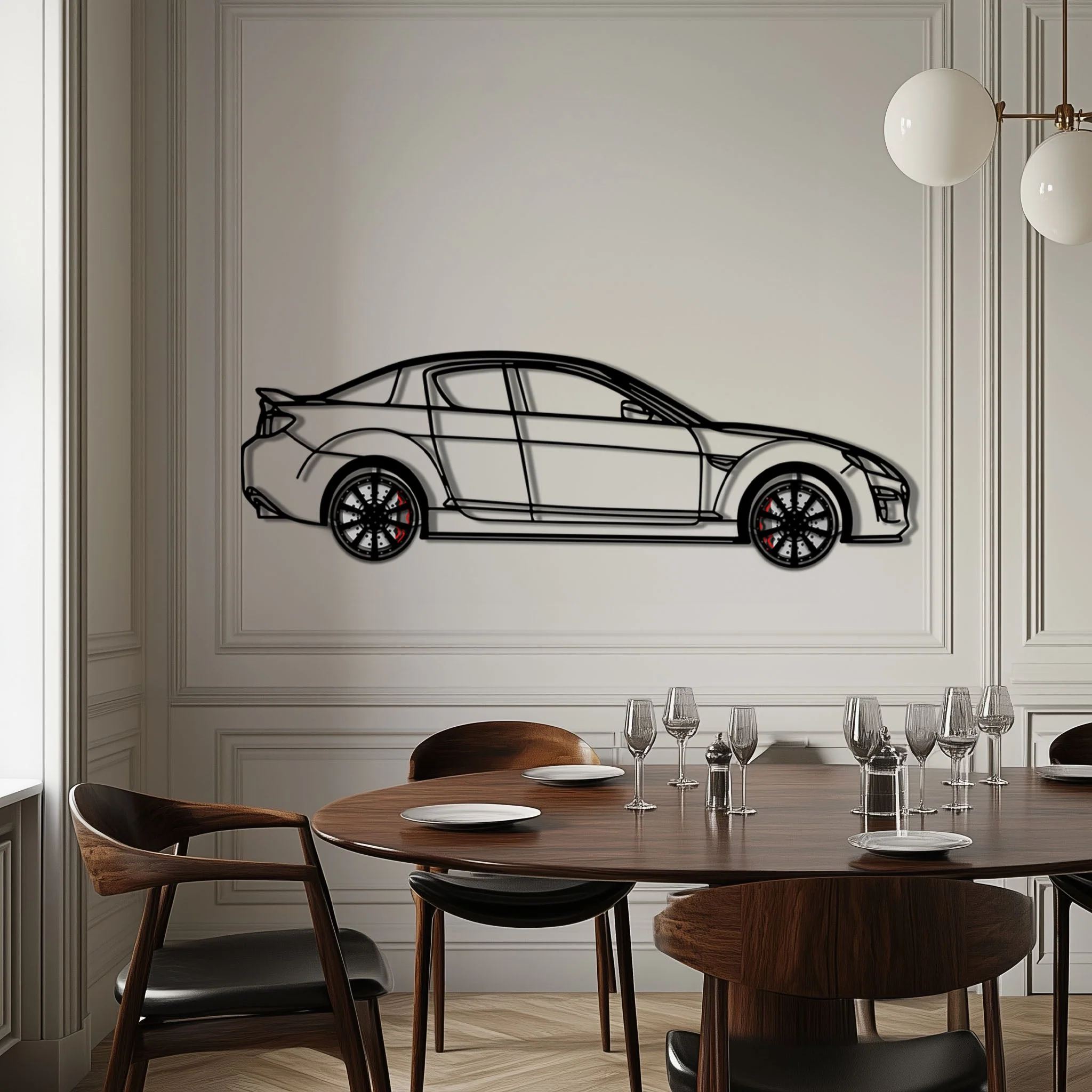 Mazda RX-8 Metal Car Wall Art with Rotating Wheels - Rotary Engine Silhouette - Interactive JDM Automotive Wall Decor - KAFMEKA148 - Image 3