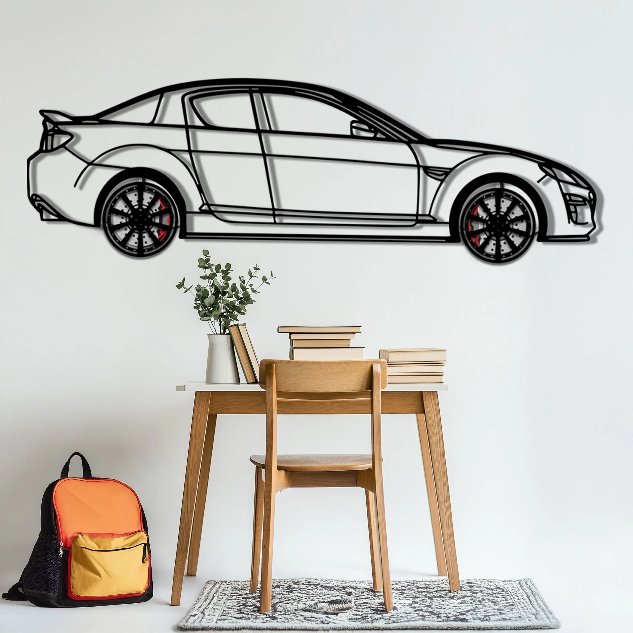 Mazda RX-8 Metal Car Wall Art with Rotating Wheels - Rotary Engine Silhouette - Interactive JDM Automotive Wall Decor - KAFMEKA148 - Image 5