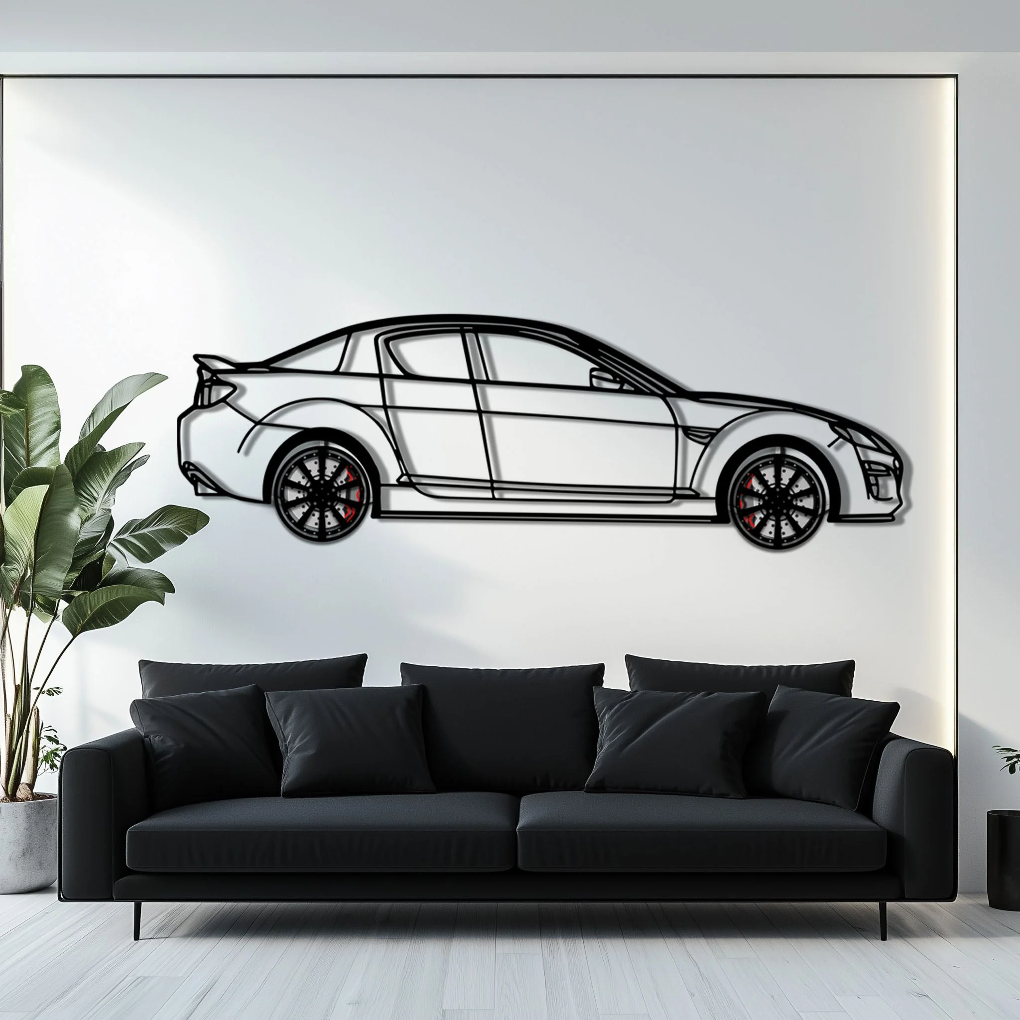 Mazda RX-8 Metal Car Wall Art with Rotating Wheels - Rotary Engine Silhouette - Interactive JDM Automotive Wall Decor - KAFMEKA148 - Image 7