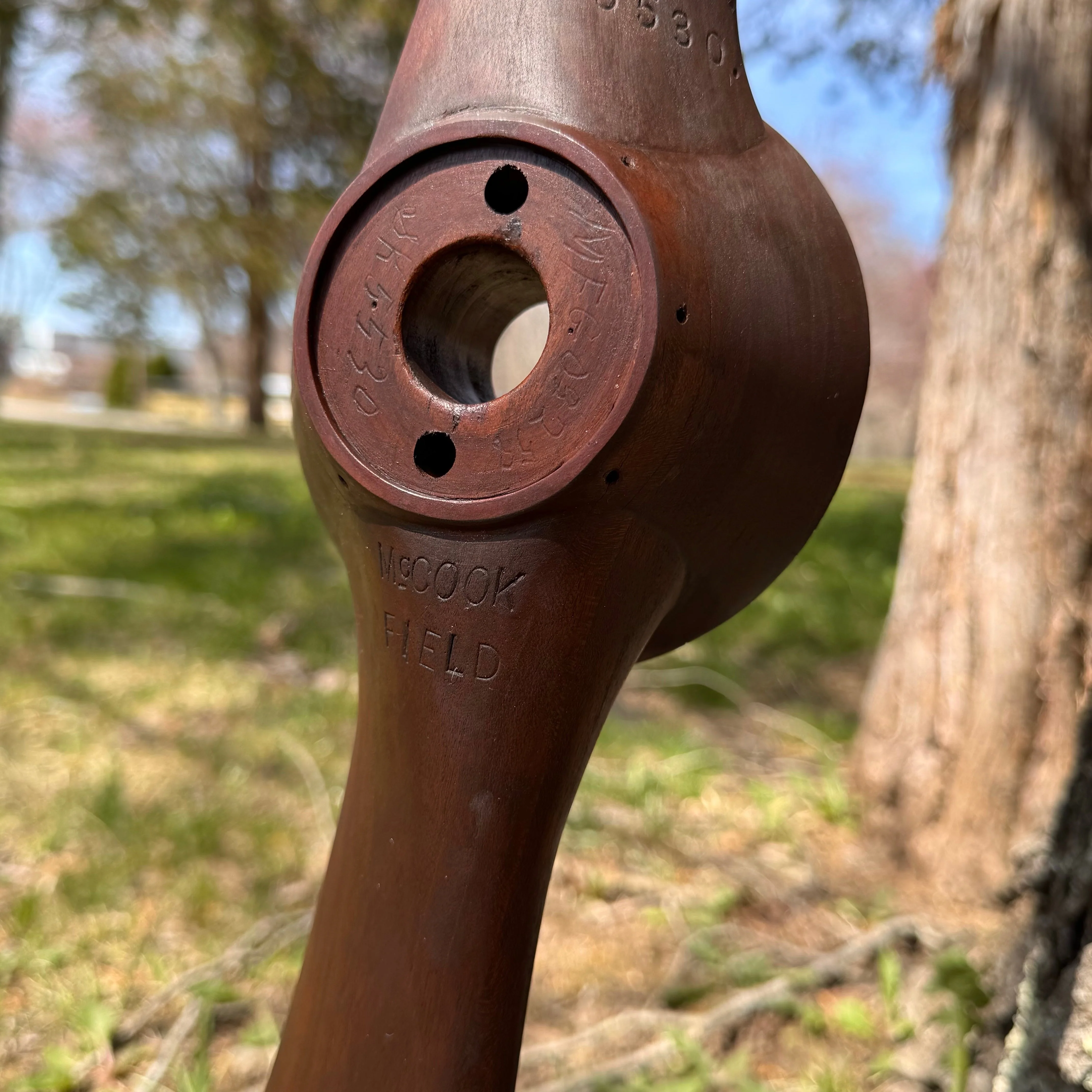 McCook Field 1920's Prototype Wooden Airplane Propeller w/ Spinner - Image 16