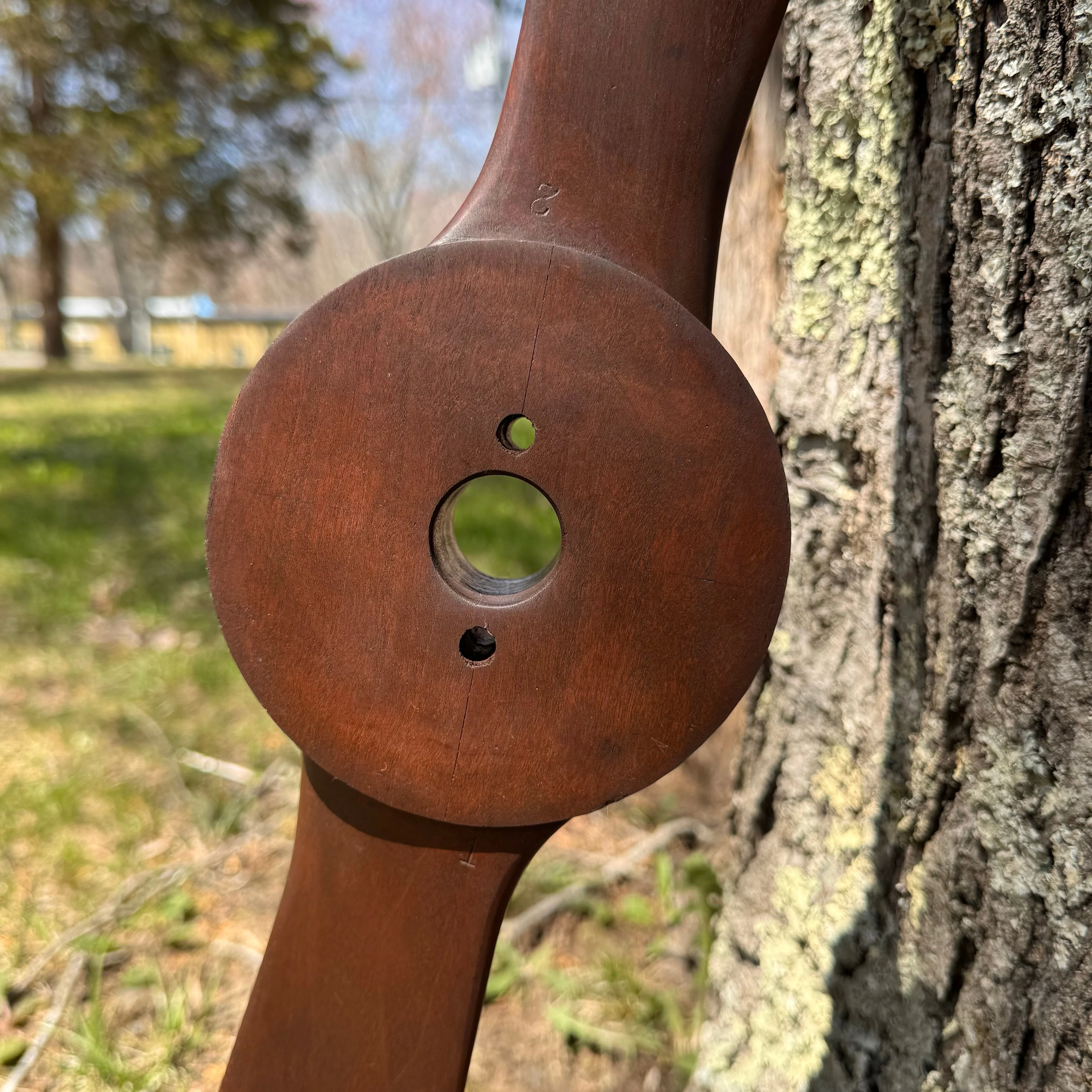 McCook Field 1920's Prototype Wooden Airplane Propeller w/ Spinner - Image 9