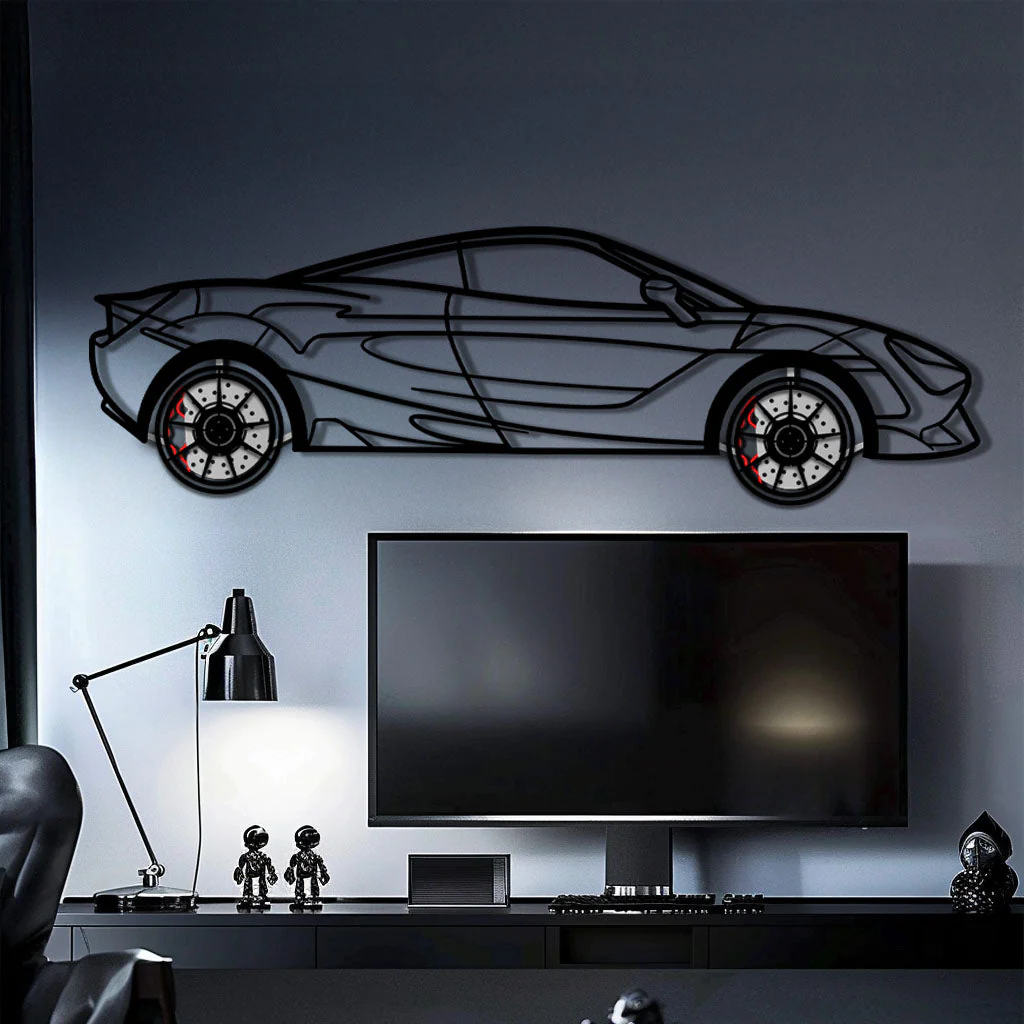 McLaren 720S Metal Car Wall Art with Rotating Wheels - British Supercar Silhouette - Interactive Automotive Wall Decor - KAFMEKA149 - Image 10