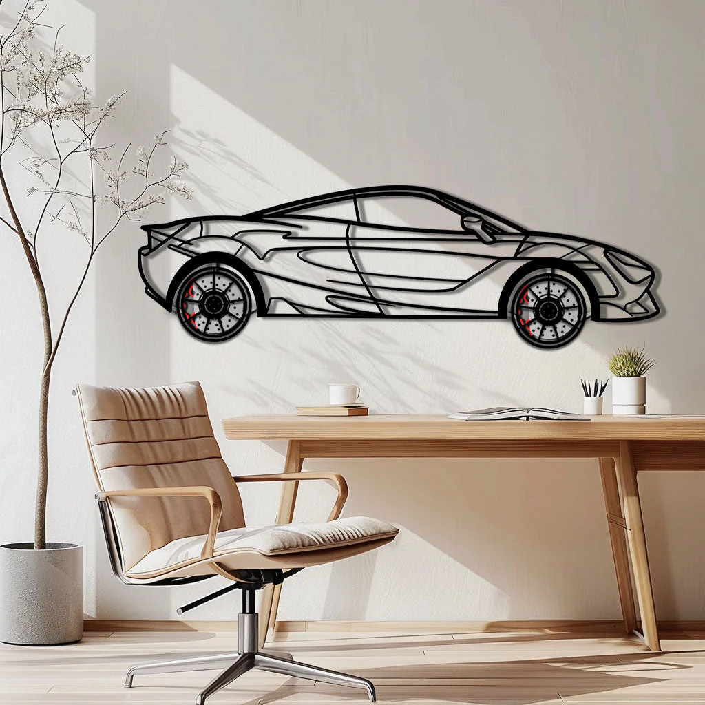 McLaren 720S Metal Car Wall Art with Rotating Wheels - British Supercar Silhouette - Interactive Automotive Wall Decor - KAFMEKA149 - Image 2