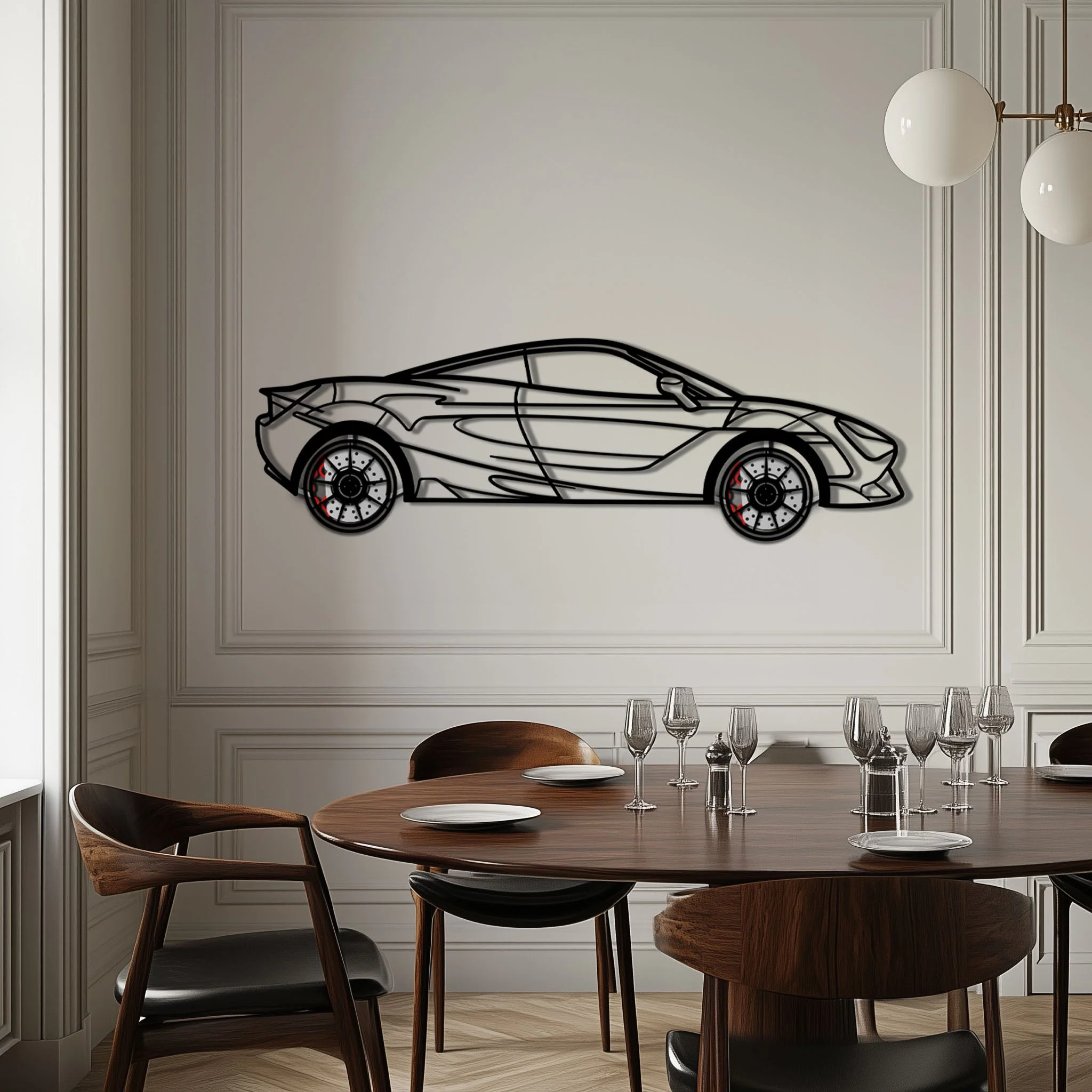 McLaren 720S Metal Car Wall Art with Rotating Wheels - British Supercar Silhouette - Interactive Automotive Wall Decor - KAFMEKA149 - Image 3