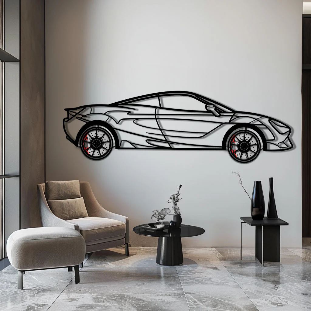 McLaren 720S Metal Car Wall Art with Rotating Wheels - British Supercar Silhouette - Interactive Automotive Wall Decor - KAFMEKA149 - Image 4