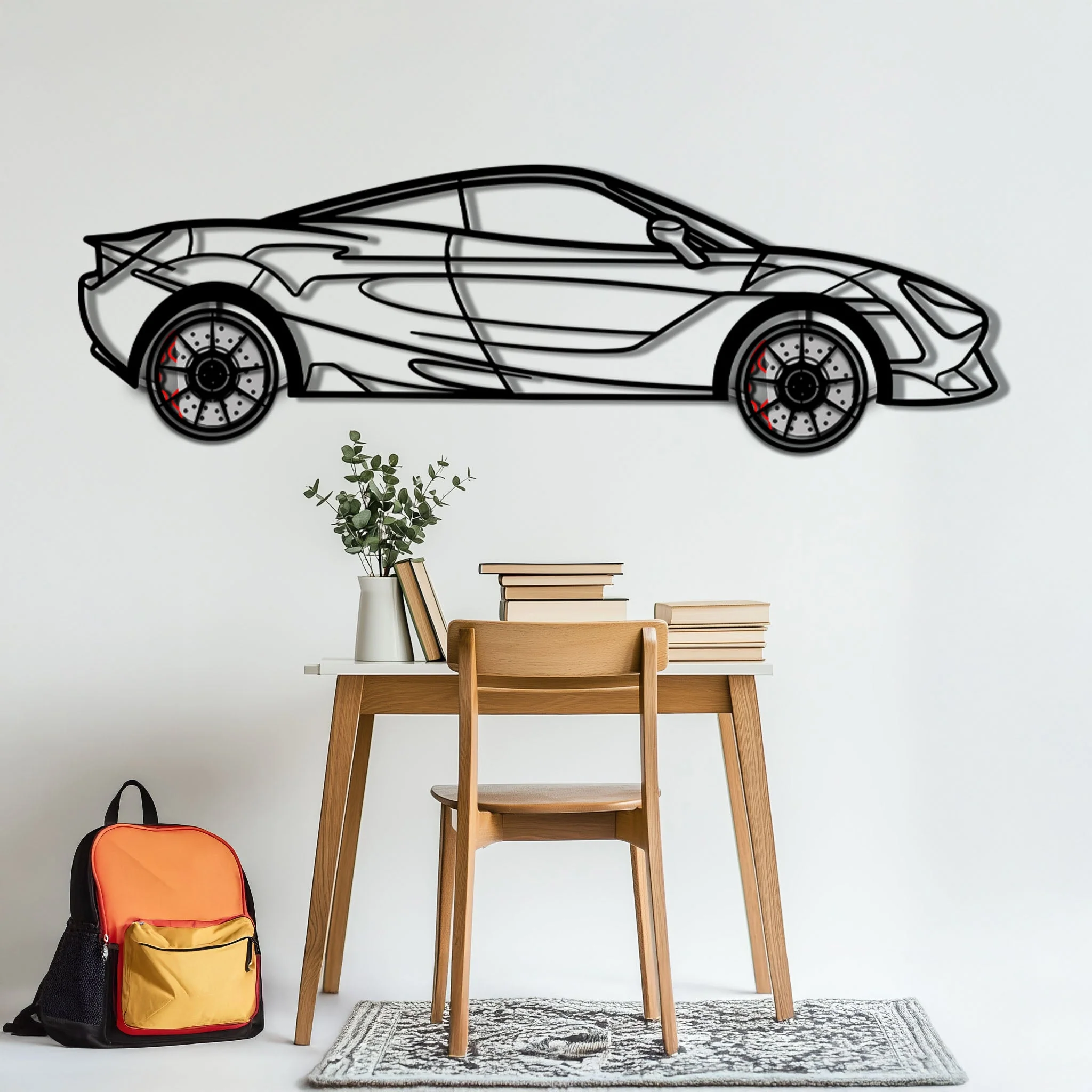 McLaren 720S Metal Car Wall Art with Rotating Wheels - British Supercar Silhouette - Interactive Automotive Wall Decor - KAFMEKA149 - Image 5