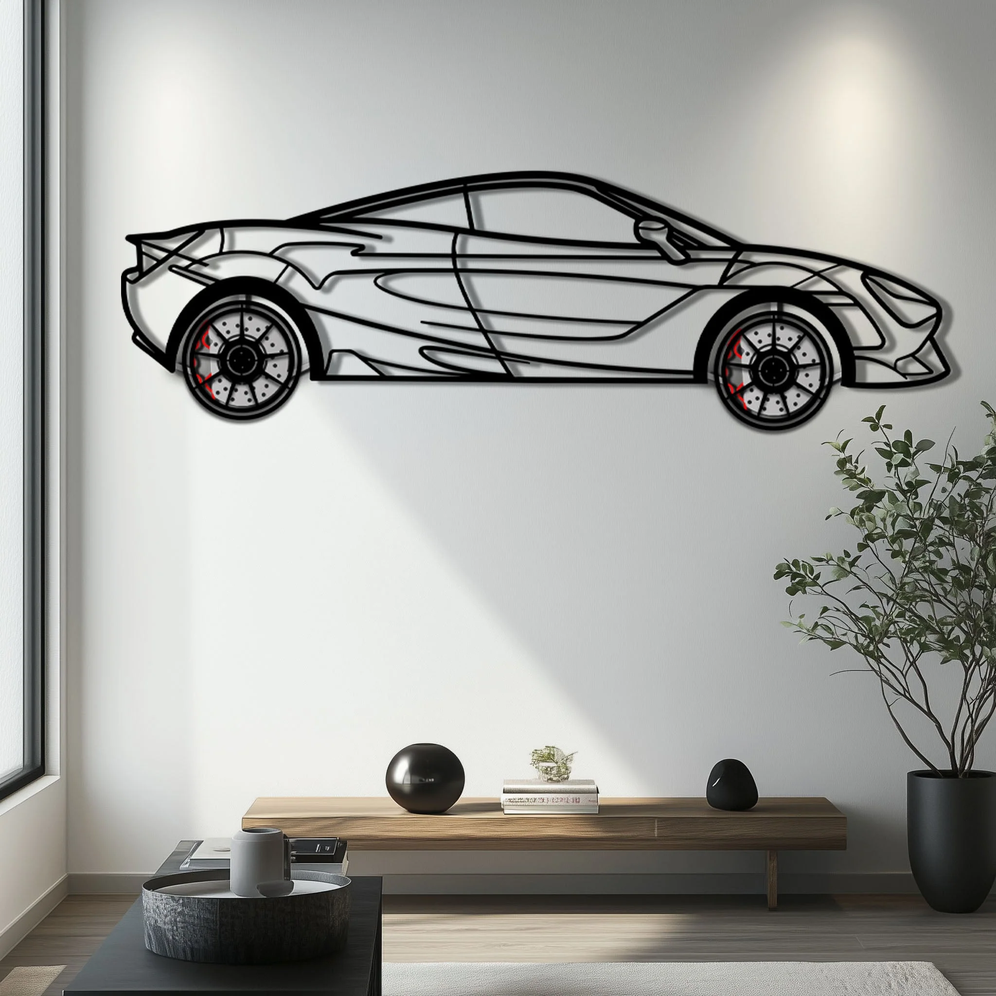McLaren 720S Metal Car Wall Art with Rotating Wheels - British Supercar Silhouette - Interactive Automotive Wall Decor - KAFMEKA149 - Image 6