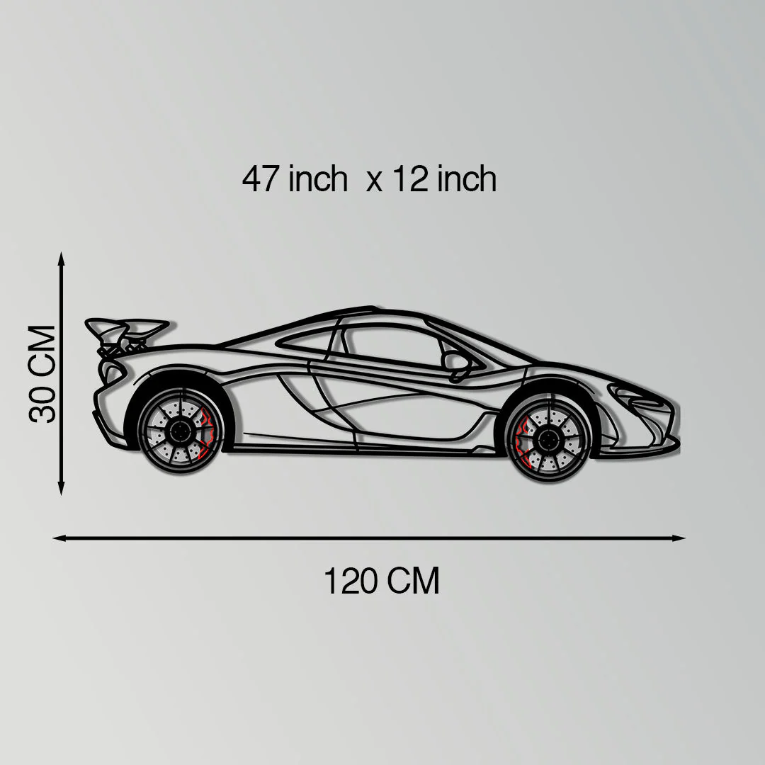 McLaren P1 Metal Car Wall Art with Rotating Wheels - Ultimate Hybrid Hypercar Silhouette - Interactive Automotive Wall Decor - KAFMEKA150 - Image 11
