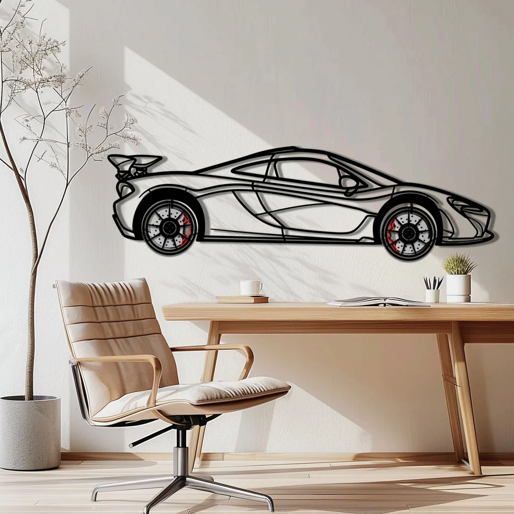 McLaren P1 Metal Car Wall Art with Rotating Wheels - Ultimate Hybrid Hypercar Silhouette - Interactive Automotive Wall Decor - KAFMEKA150 - Image 2