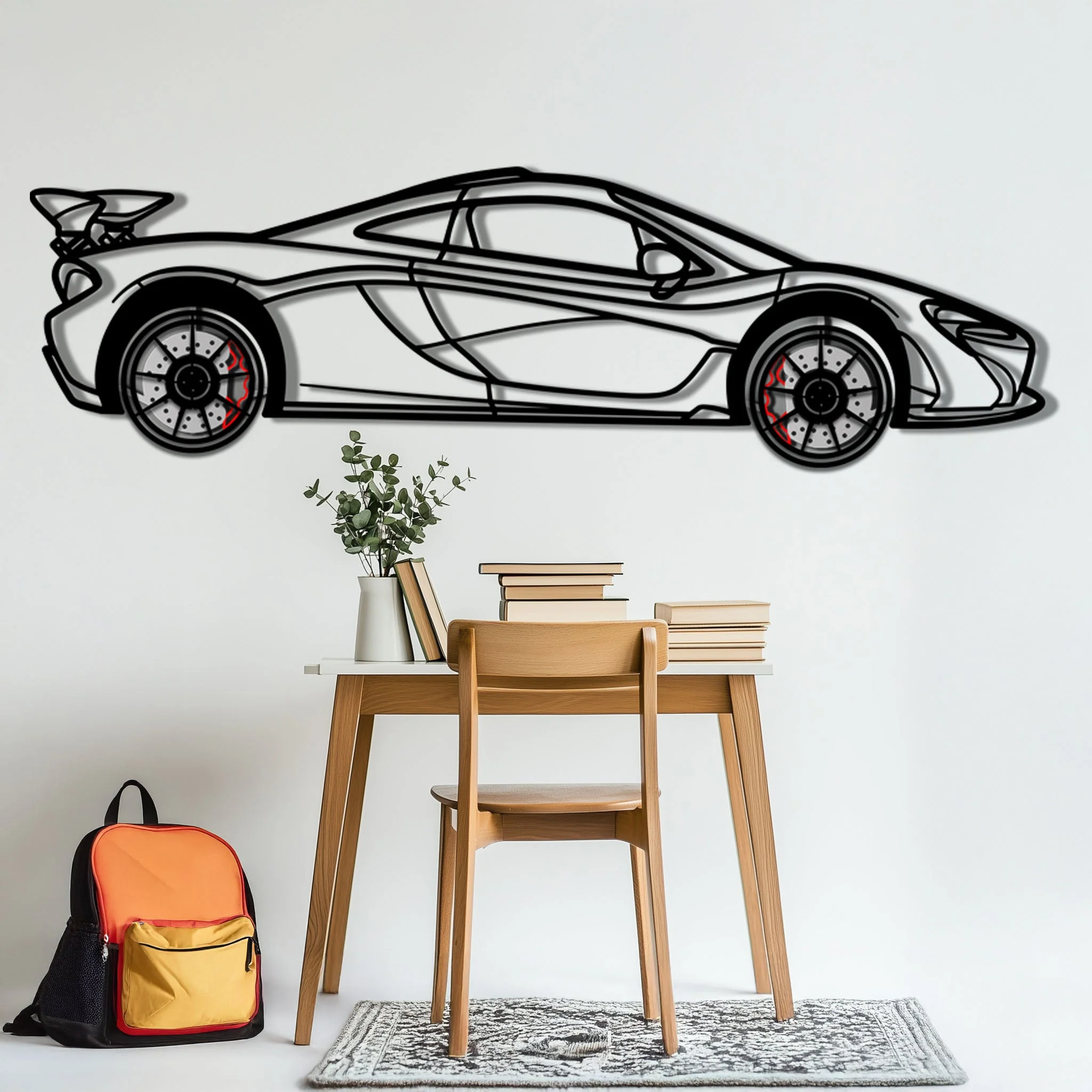 McLaren P1 Metal Car Wall Art with Rotating Wheels - Ultimate Hybrid Hypercar Silhouette - Interactive Automotive Wall Decor - KAFMEKA150 - Image 5