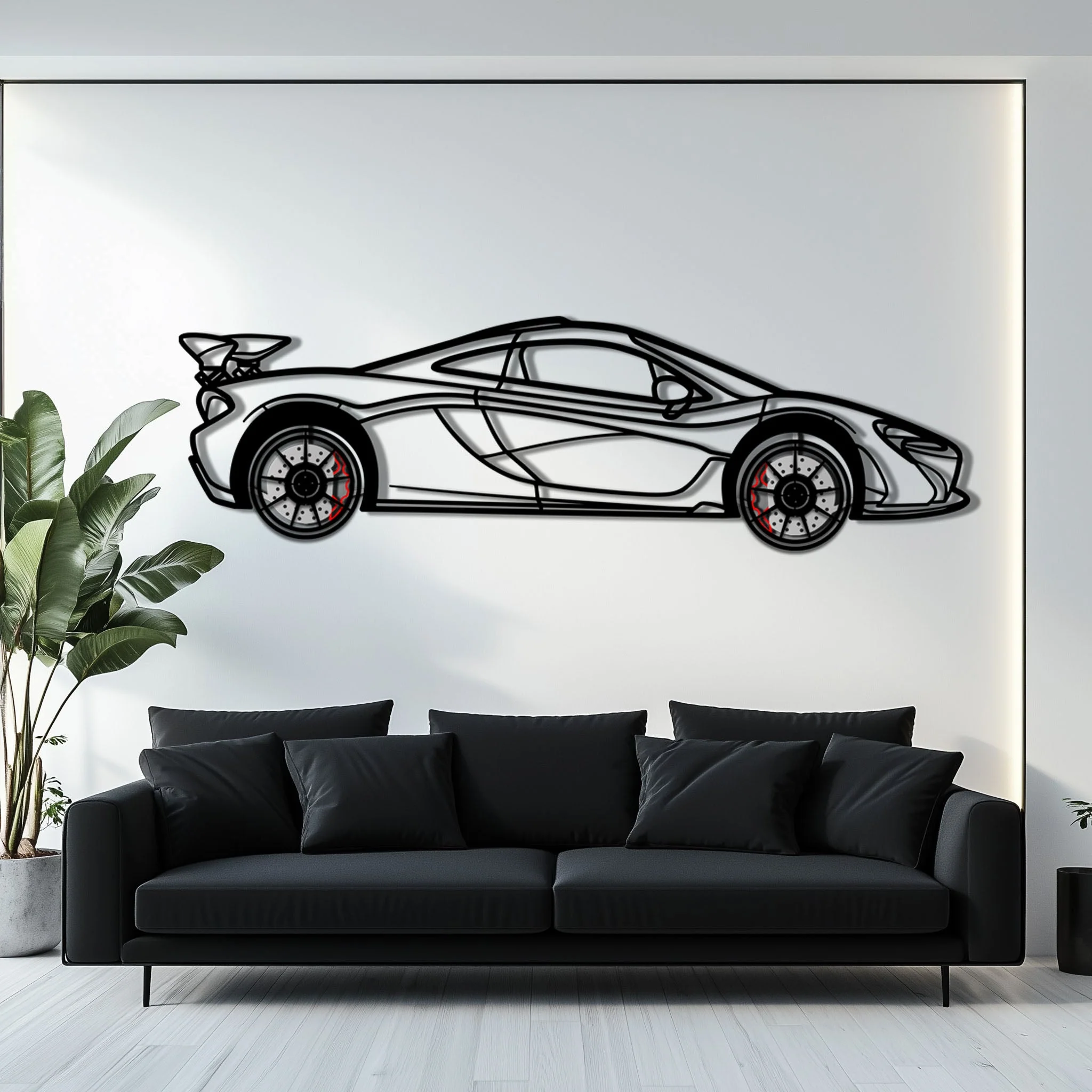 McLaren P1 Metal Car Wall Art with Rotating Wheels - Ultimate Hybrid Hypercar Silhouette - Interactive Automotive Wall Decor - KAFMEKA150 - Image 7