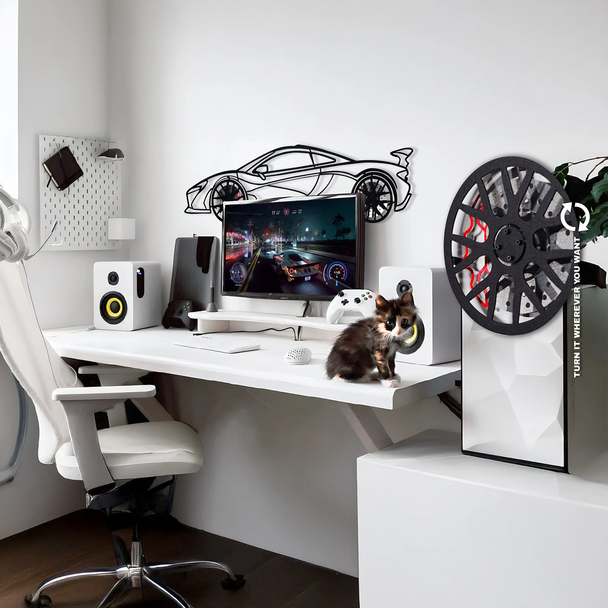 McLaren Wall Art – Exotic Supercar Steel Silhouette with Spinning Wheels-KAFMEKA031 - Image 10