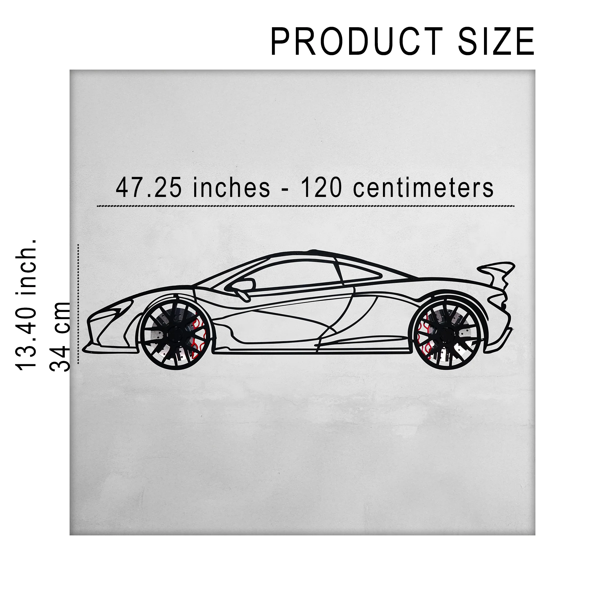 McLaren Wall Art – Exotic Supercar Steel Silhouette with Spinning Wheels-KAFMEKA031 - Image 11