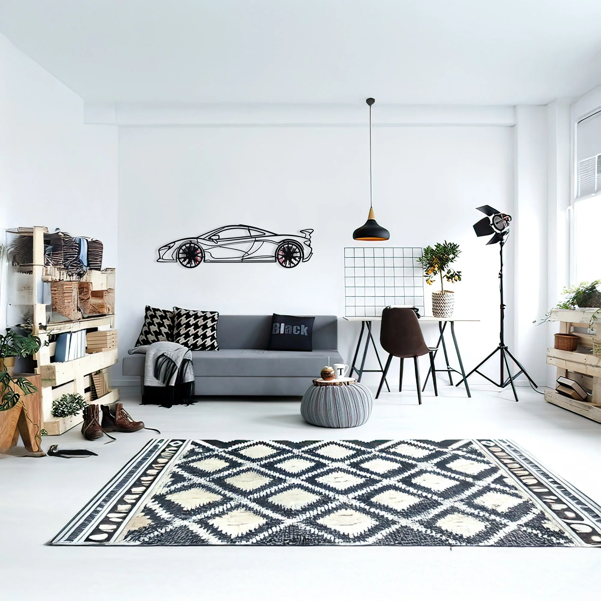 McLaren Wall Art – Exotic Supercar Steel Silhouette with Spinning Wheels-KAFMEKA031 - Image 2