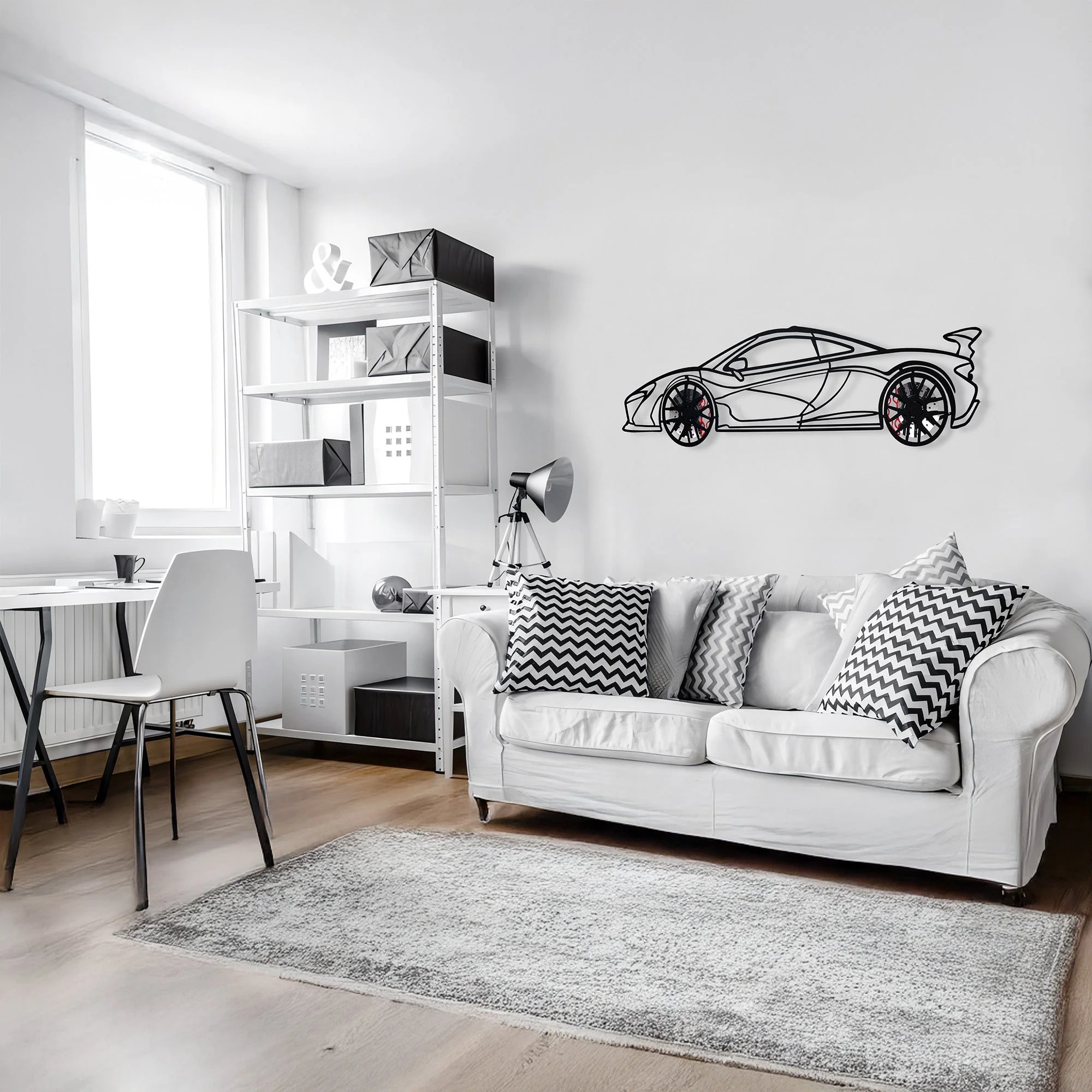 McLaren Wall Art – Exotic Supercar Steel Silhouette with Spinning Wheels-KAFMEKA031 - Image 3