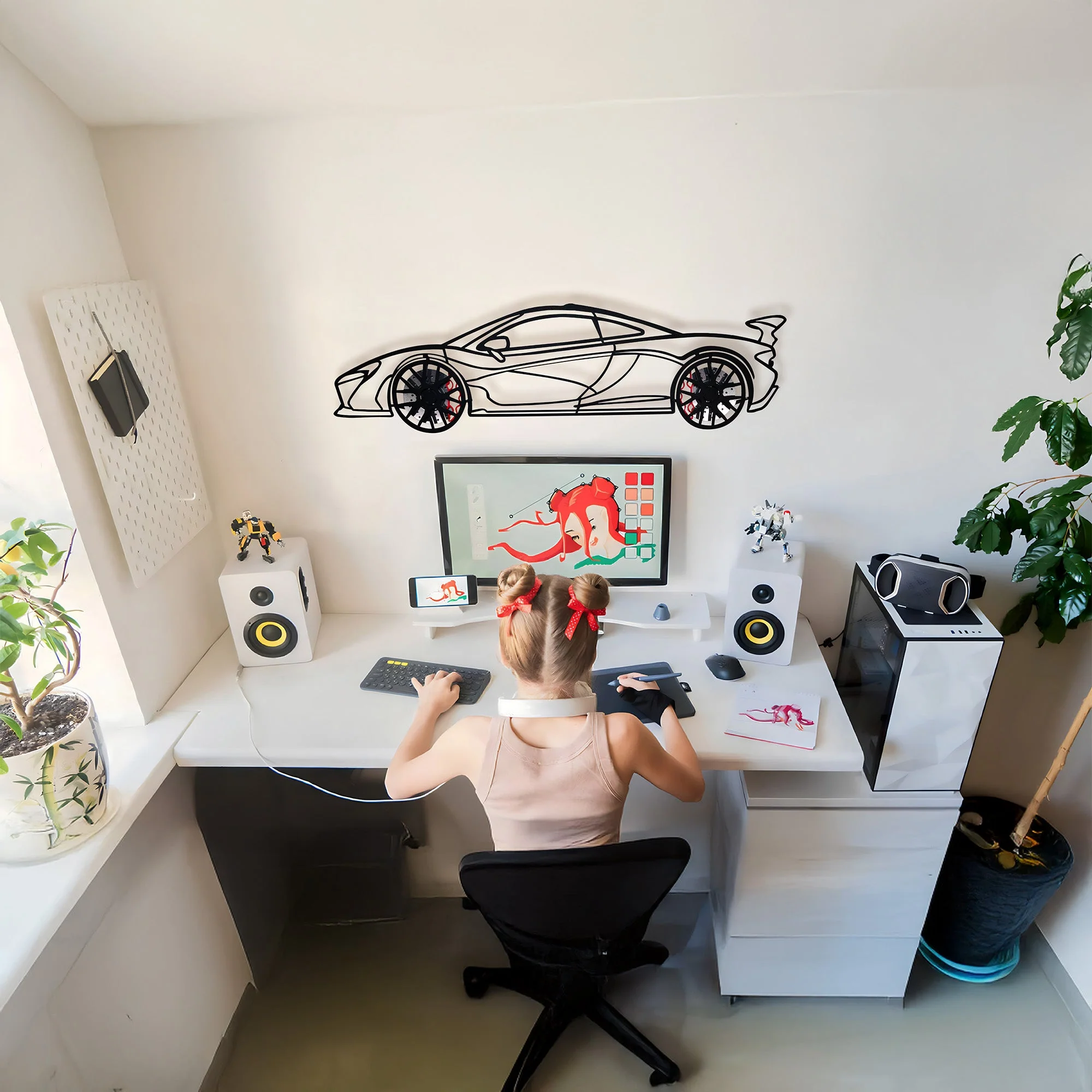 McLaren Wall Art – Exotic Supercar Steel Silhouette with Spinning Wheels-KAFMEKA031 - Image 9