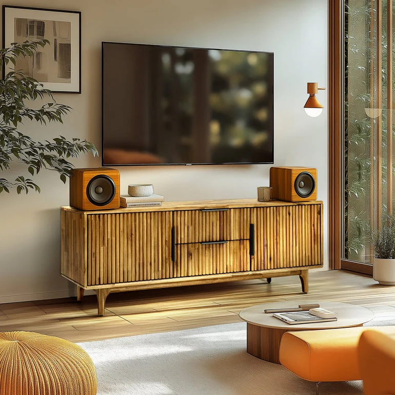 Megsu Bosk Wood Fluted TV Stand - Image 11