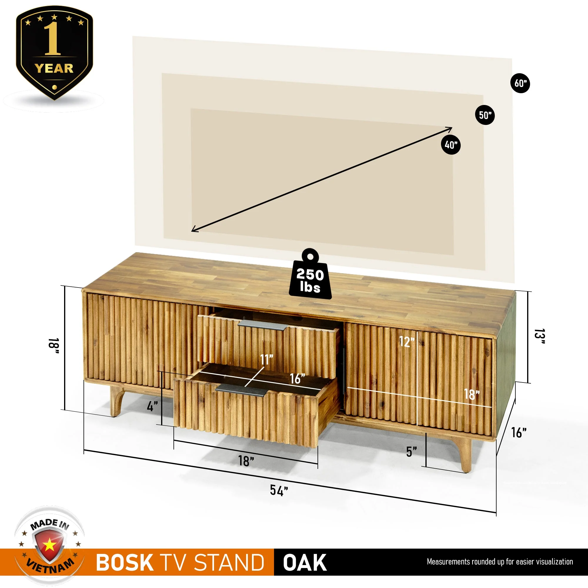 Megsu Bosk Wood Fluted TV Stand - Image 12