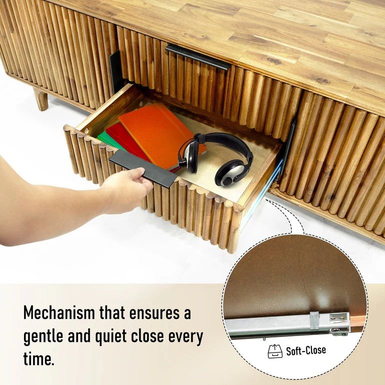 Megsu Bosk Wood Fluted TV Stand - Image 15
