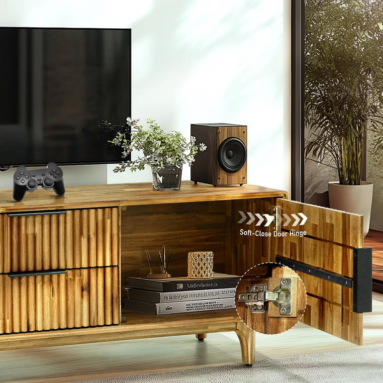 Megsu Bosk Wood Fluted TV Stand - Image 16