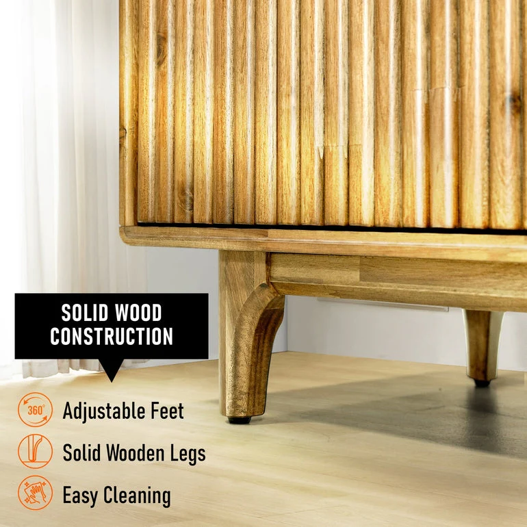 Megsu Bosk Wood Fluted TV Stand - Image 17