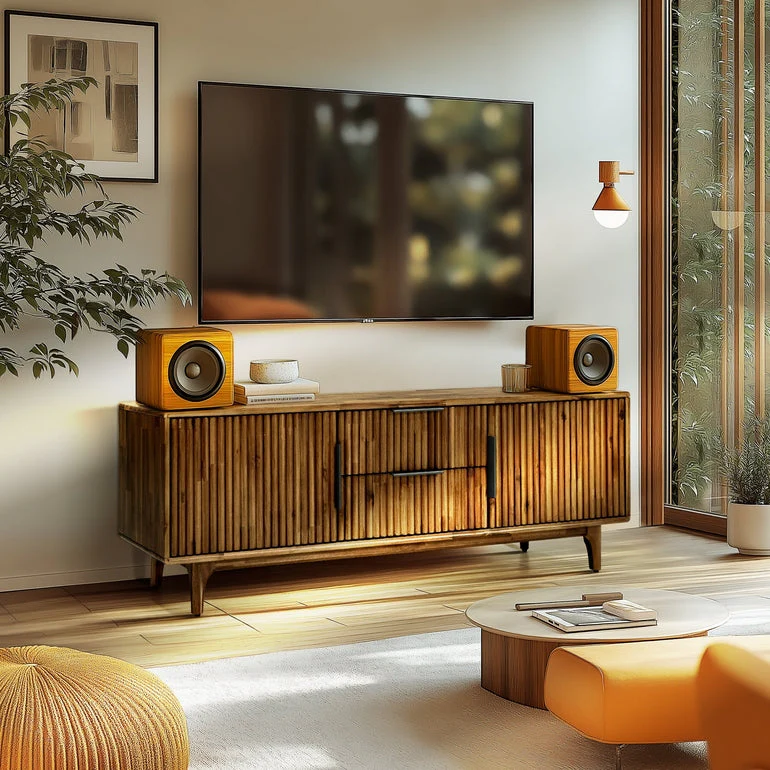 Megsu Bosk Wood Fluted TV Stand - Image 2