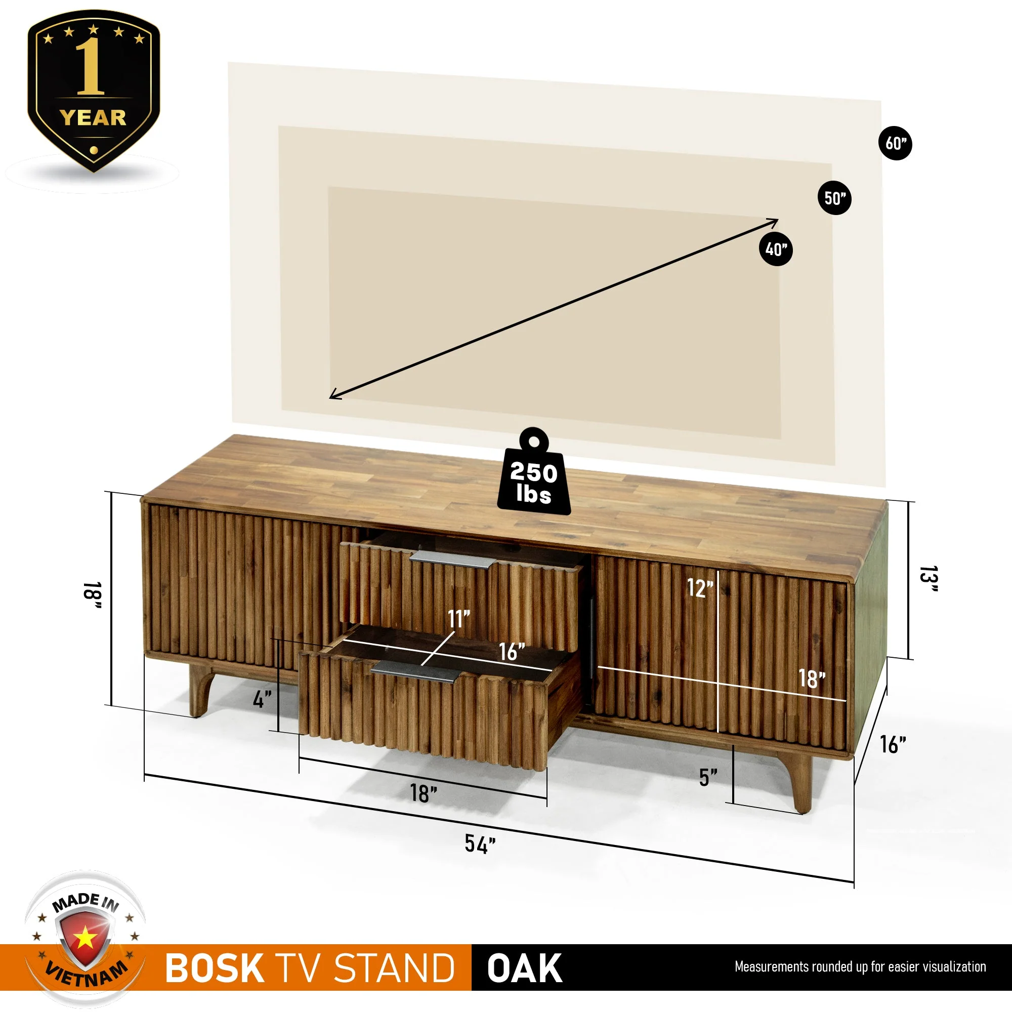 Megsu Bosk Wood Fluted TV Stand - Image 3