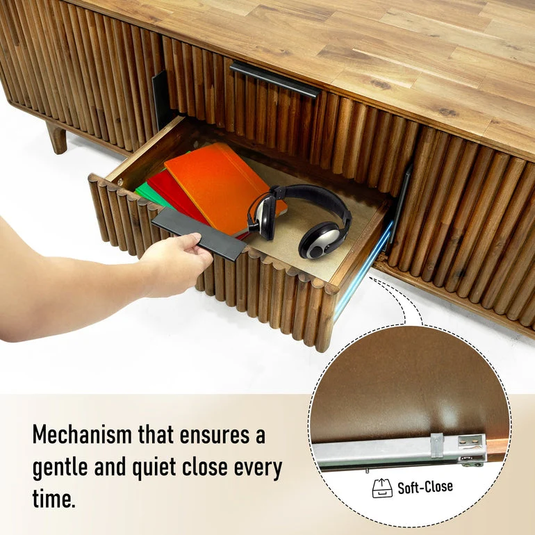 Megsu Bosk Wood Fluted TV Stand - Image 6