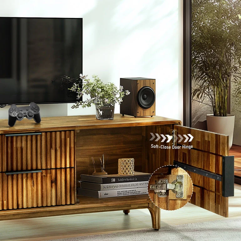 Megsu Bosk Wood Fluted TV Stand - Image 7