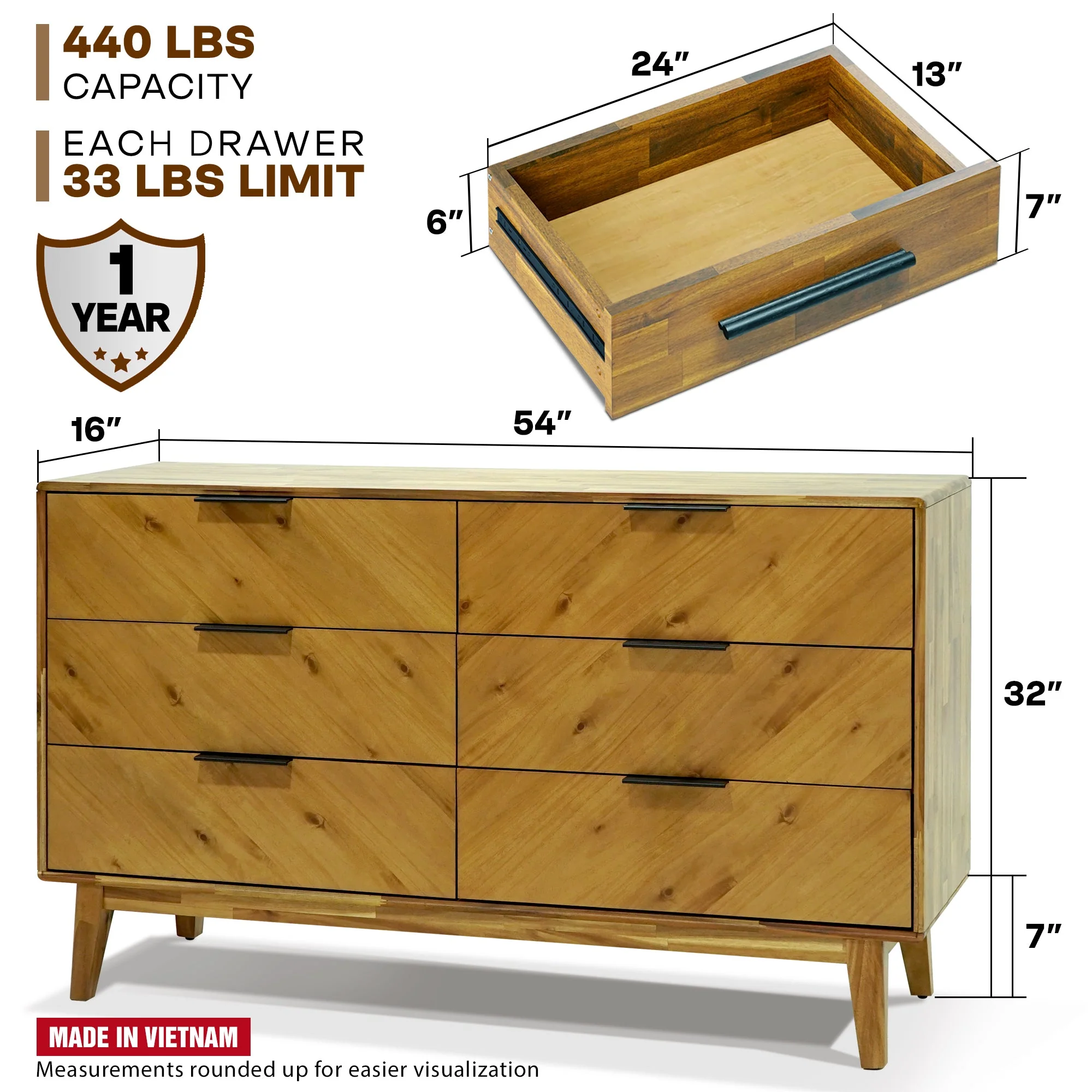 Megsu Veyron 6 Drawers Dresser - Image 13