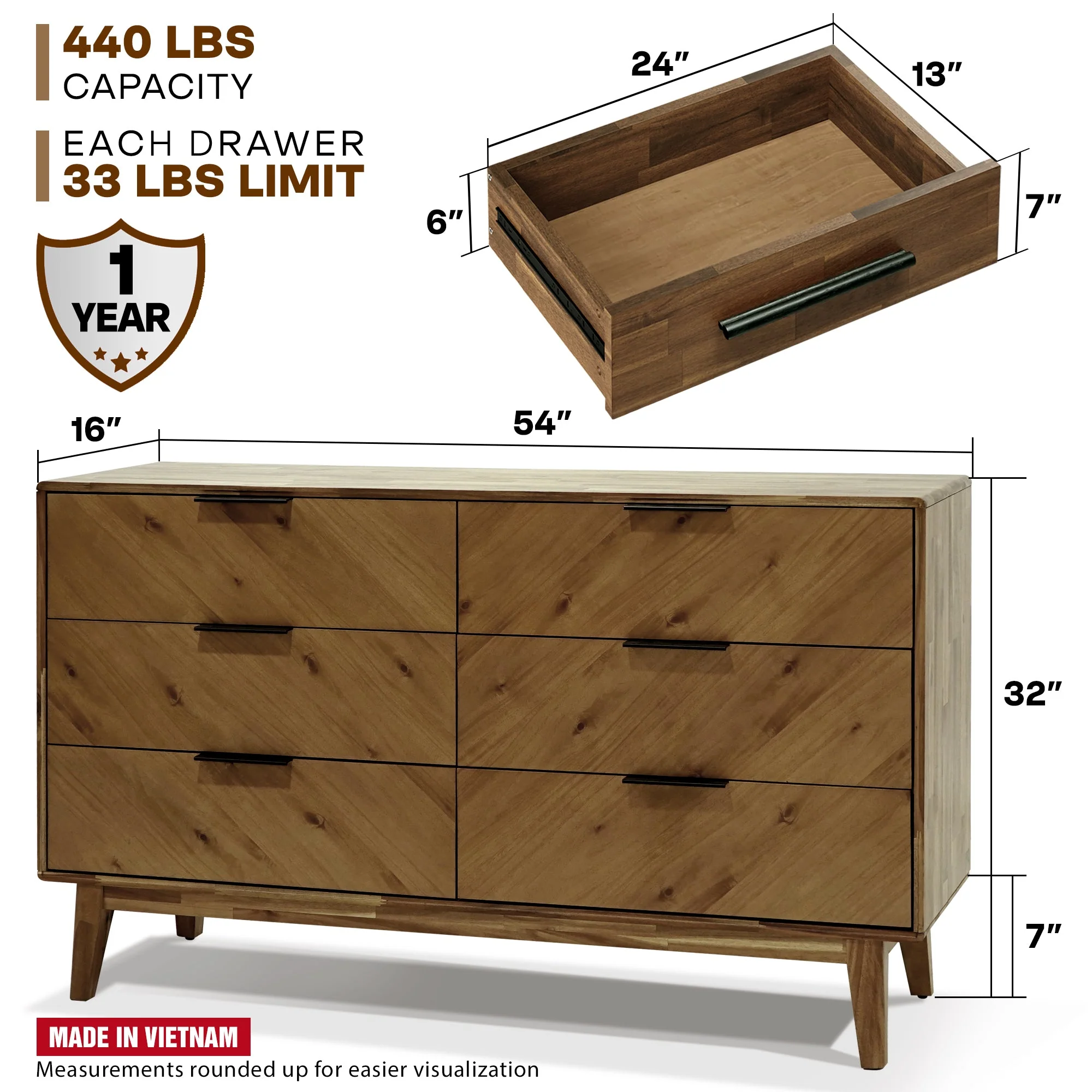 Megsu Veyron 6 Drawers Dresser - Image 3