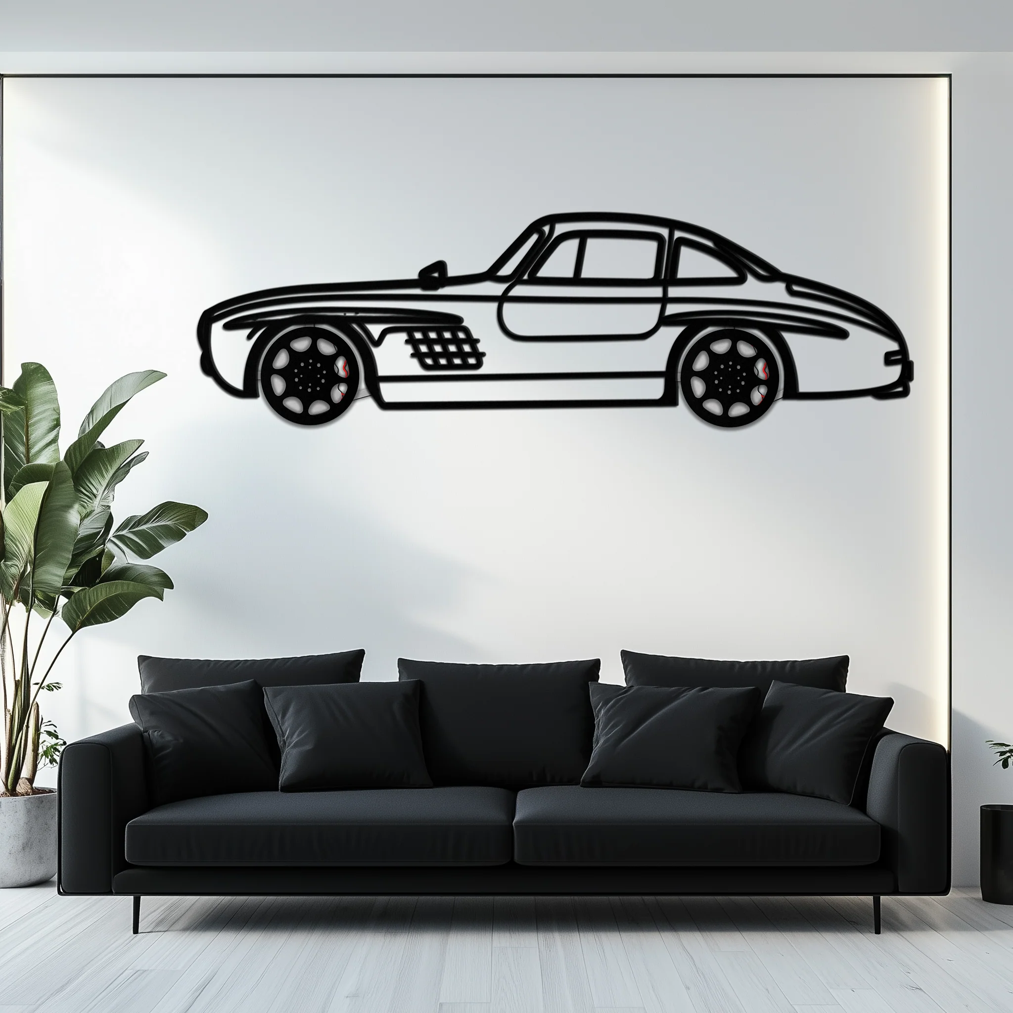 Mercedes 300 SL Metal Wall Art – Classic Gullwing Silhouette with Rotating Wheels ✨🏁KAFMEKA070 - Image 10