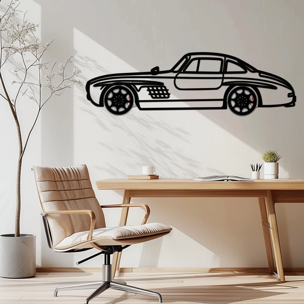 Mercedes 300 SL Metal Wall Art – Classic Gullwing Silhouette with Rotating Wheels ✨🏁KAFMEKA070 - Image 3
