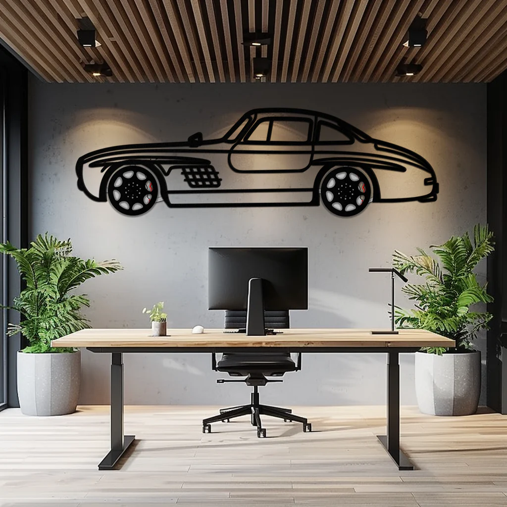 Mercedes 300 SL Metal Wall Art – Classic Gullwing Silhouette with Rotating Wheels ✨🏁KAFMEKA070 - Image 5