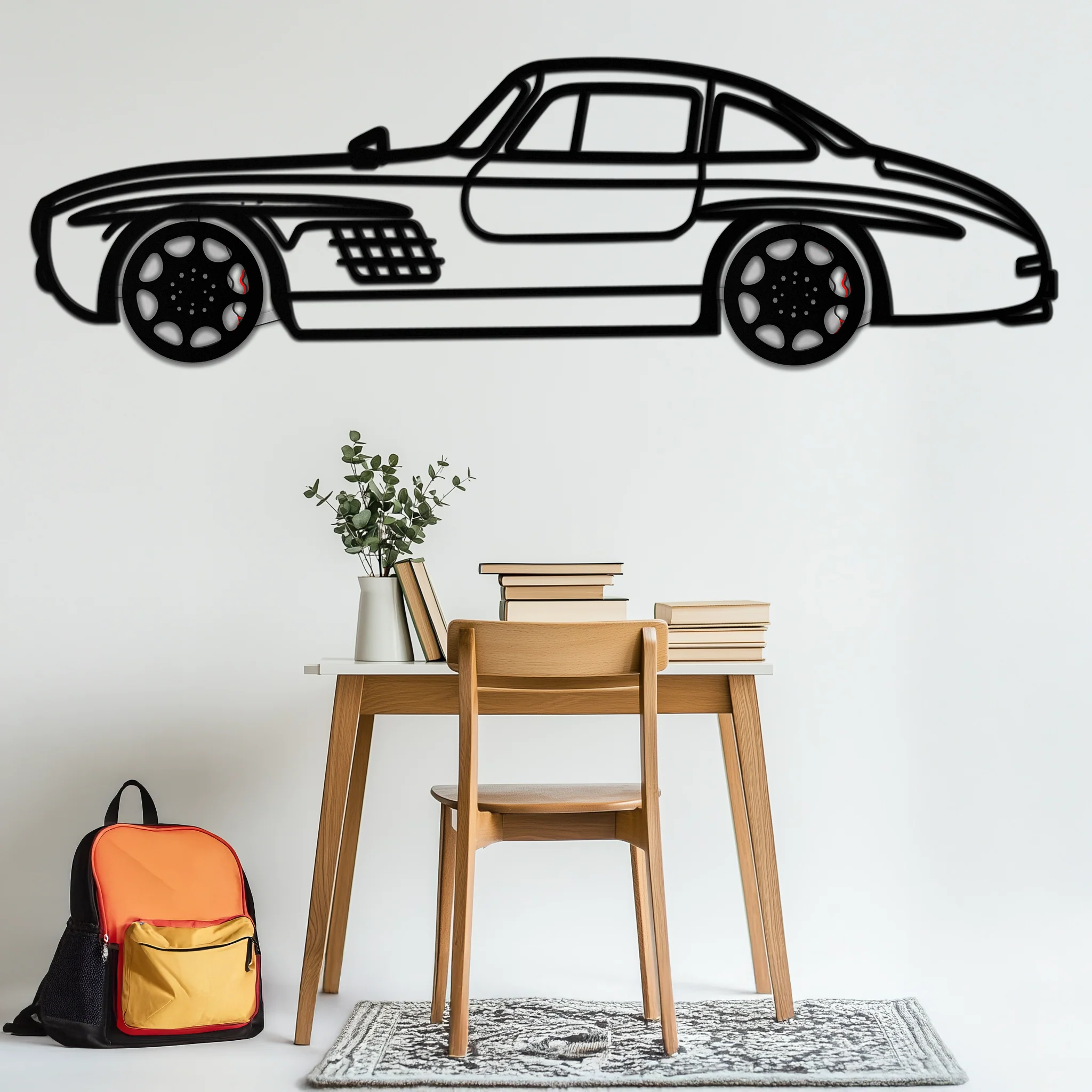 Mercedes 300 SL Metal Wall Art – Classic Gullwing Silhouette with Rotating Wheels ✨🏁KAFMEKA070 - Image 7