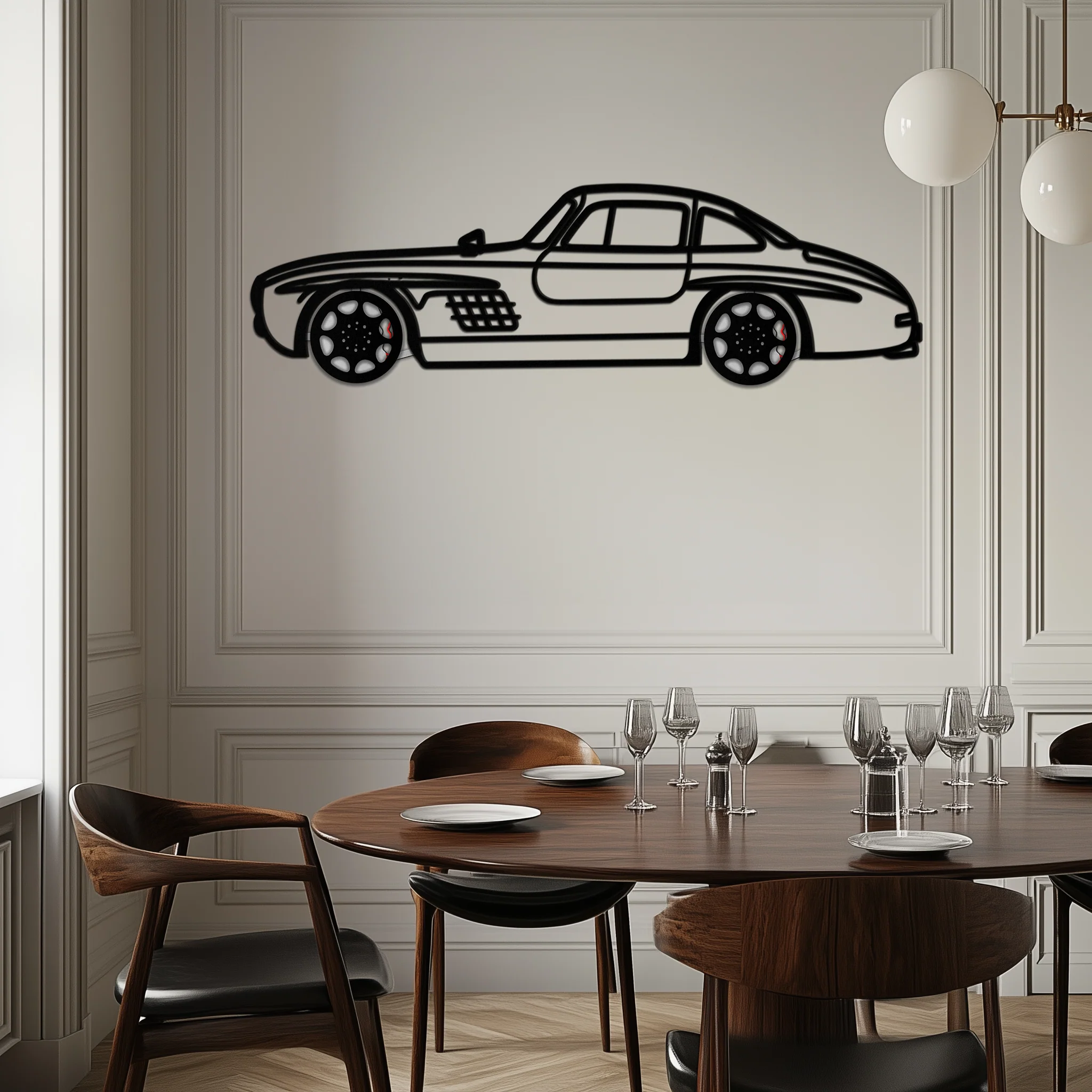 Mercedes 300 SL Metal Wall Art – Classic Gullwing Silhouette with Rotating Wheels ✨🏁KAFMEKA070 - Image 8