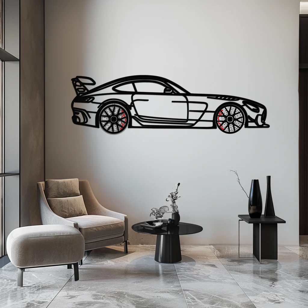 Mercedes AMG GT Metal Wall Art – Rotating Wheels • Luxury Car Silhouette Decor for Garage & HomeKAFMEKA072 - Image 2