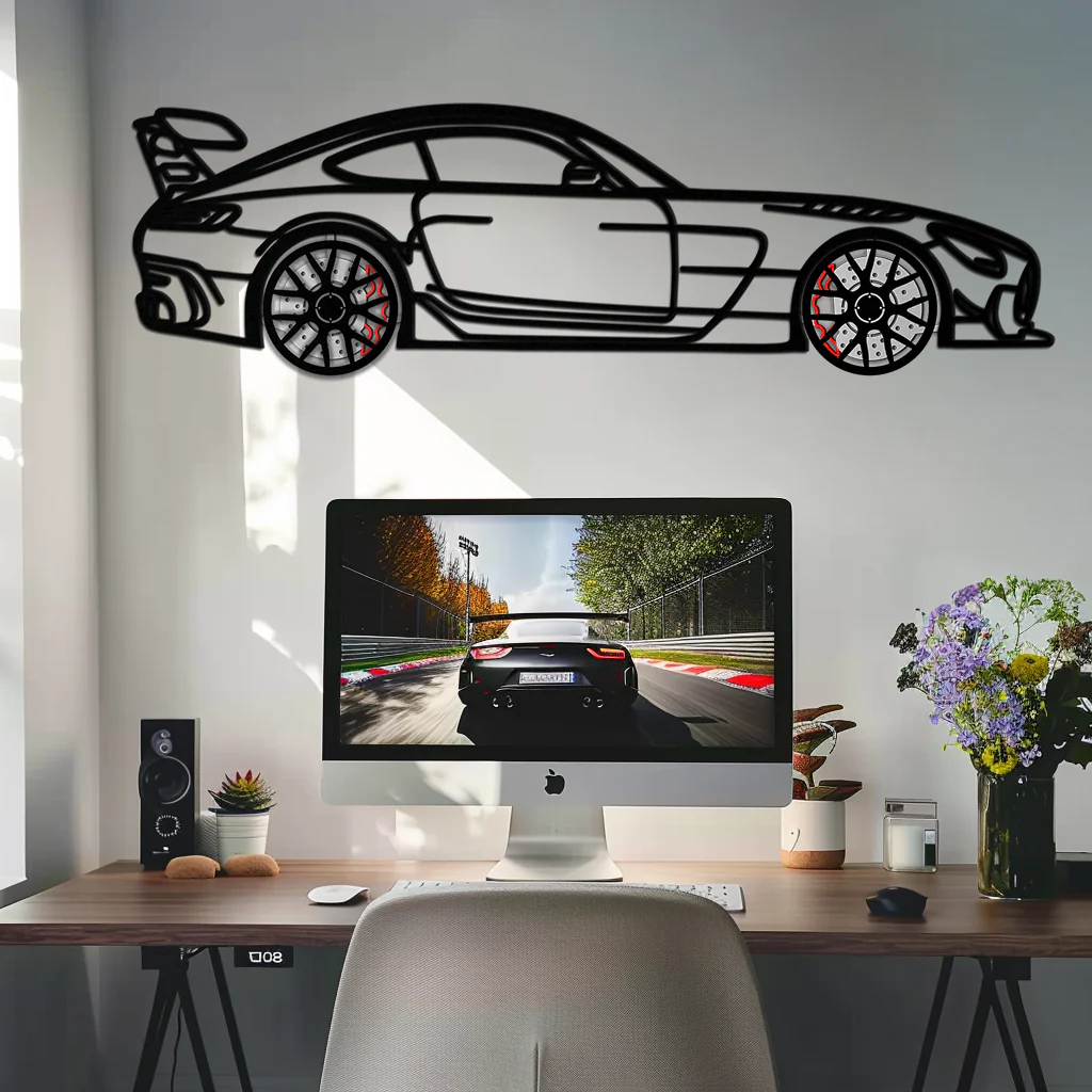 Mercedes AMG GT Metal Wall Art – Rotating Wheels • Luxury Car Silhouette Decor for Garage & HomeKAFMEKA072 - Image 3