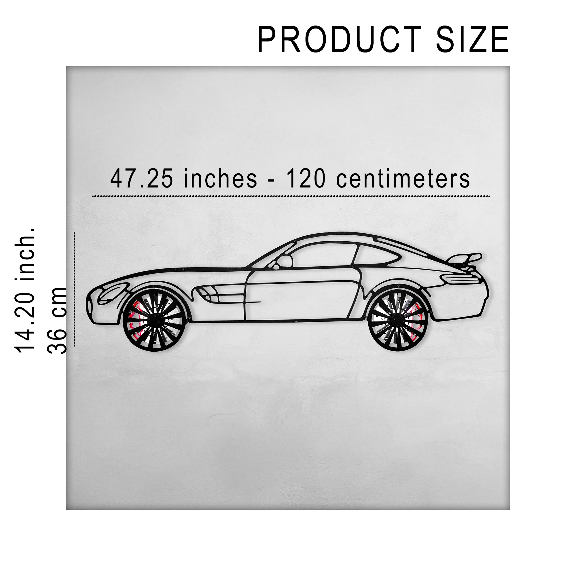 Mercedes-AMG GT R Wall Art – Steel Silhouette with Spinning Wheels-KAFMEKA033 - Image 12