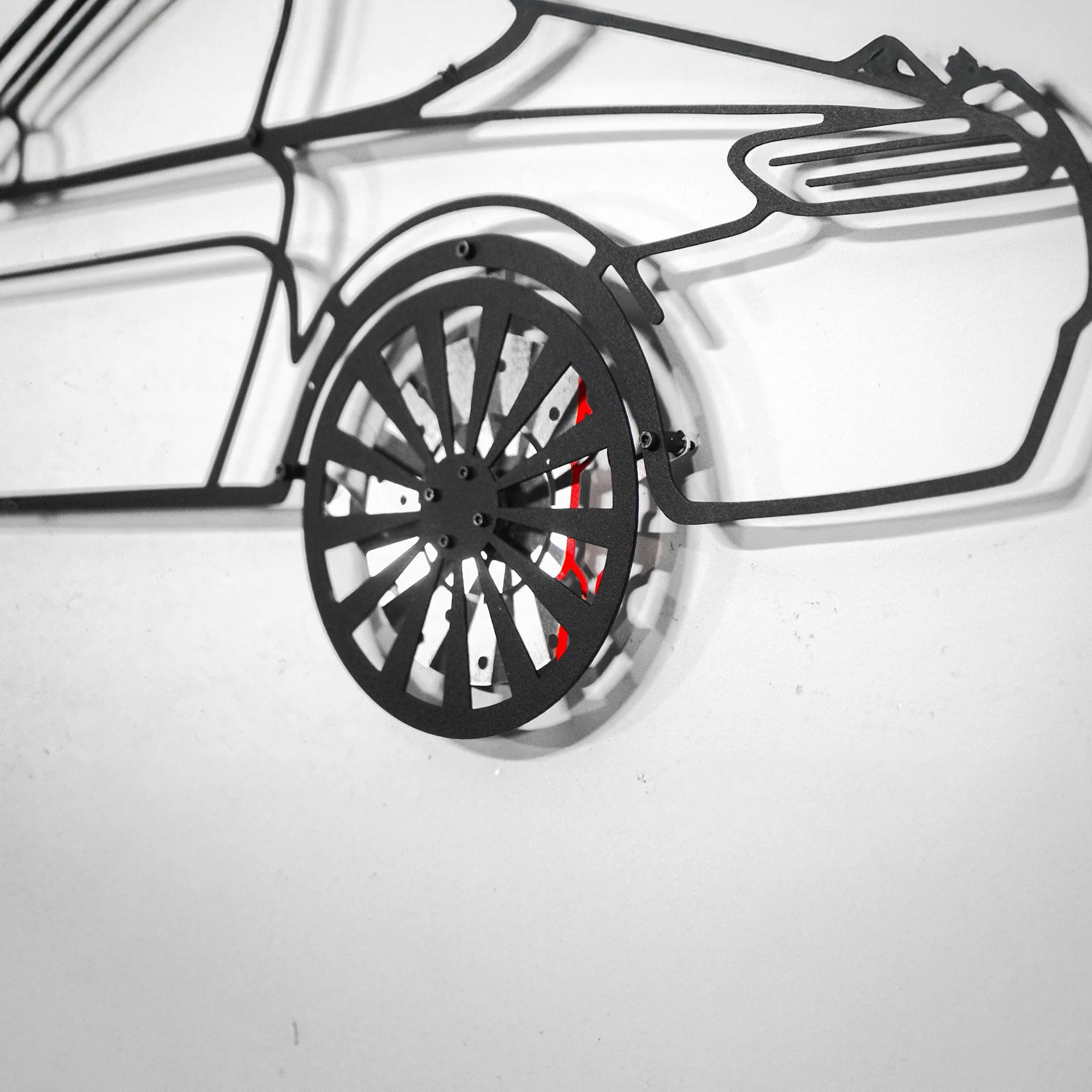 Mercedes-AMG GT R Wall Art – Steel Silhouette with Spinning Wheels-KAFMEKA033 - Image 3