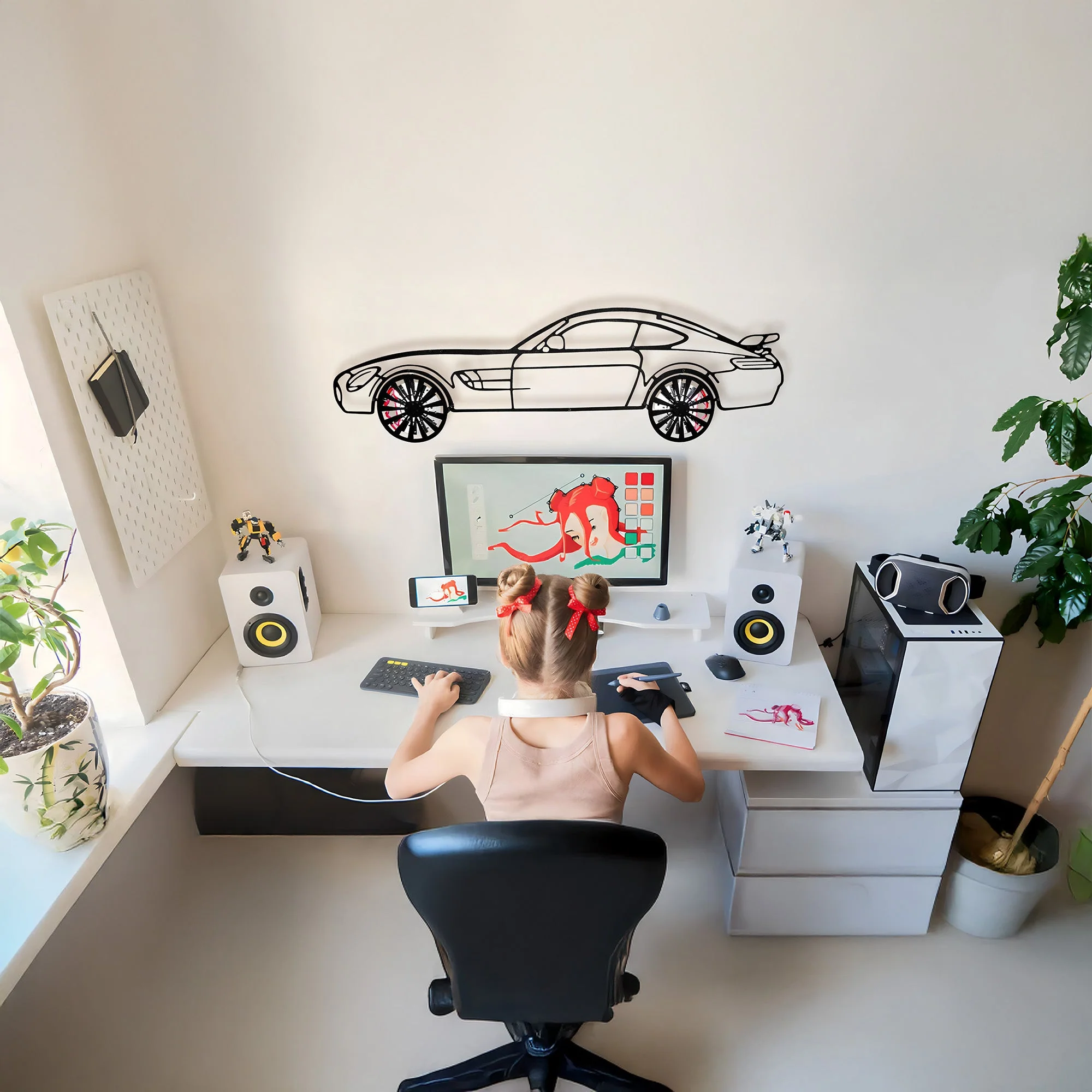 Mercedes-AMG GT R Wall Art – Steel Silhouette with Spinning Wheels-KAFMEKA033 - Image 8