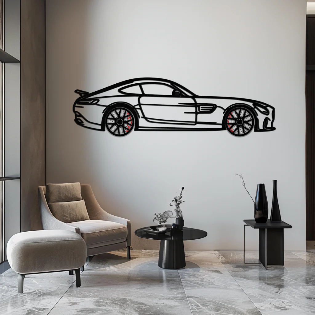 Mercedes AMG GTS Metal Wall Art – Rotating Wheel Luxury Car Decor – Perfect Gift for Car Enthusiasts - KAFMEKA073 - Image 2