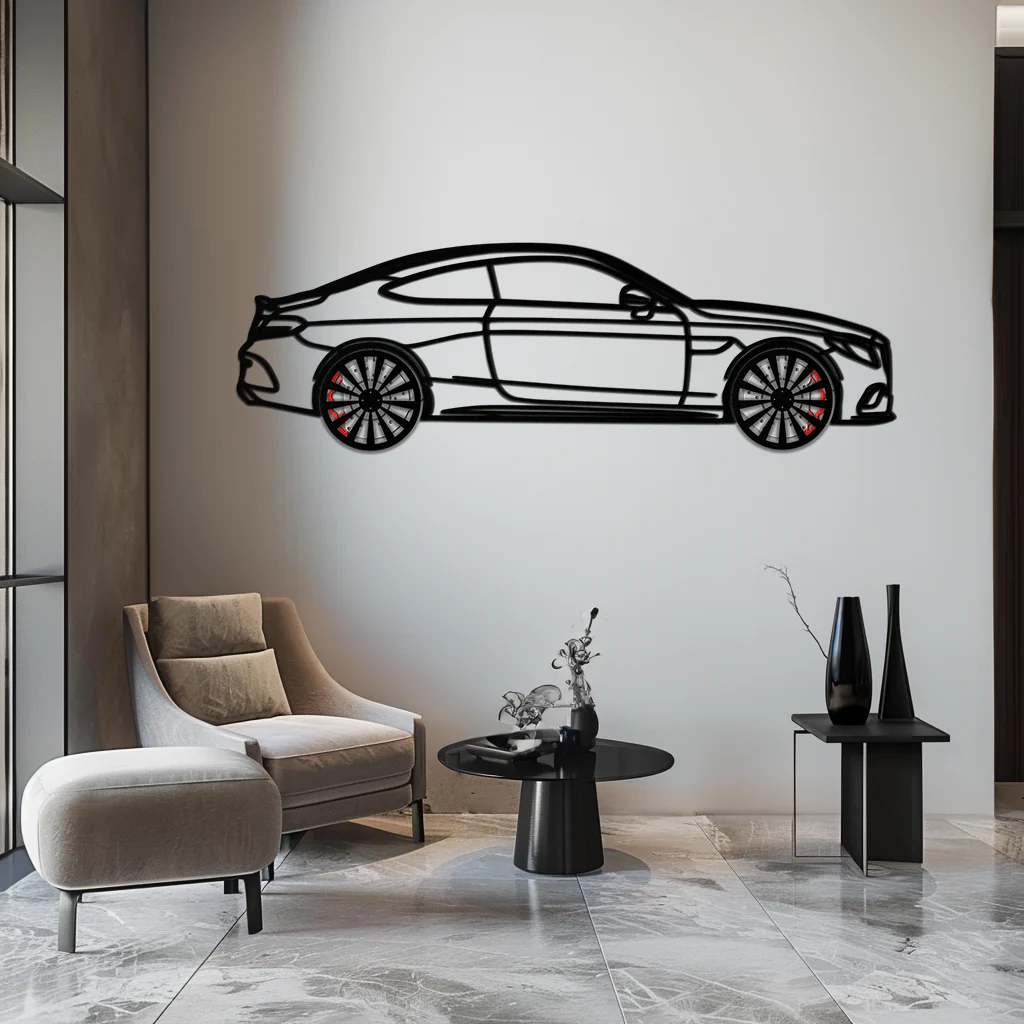 Mercedes C300 Coupe Metal Wall Art – Rotating Wheels Edition – Luxury Car Silhouette Decor for Home, Office & Garage - KAFMEKA074 - Image 3