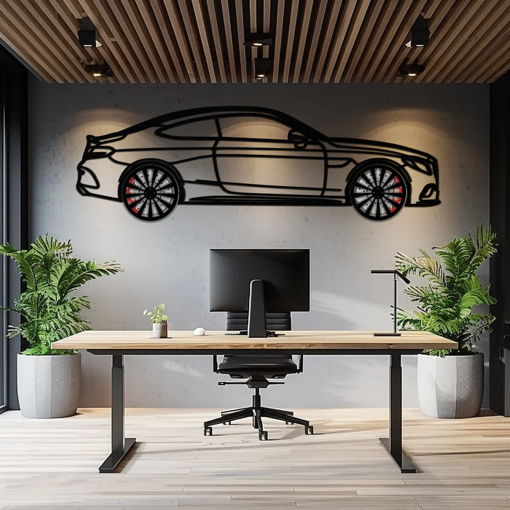 Mercedes C300 Coupe Metal Wall Art – Rotating Wheels Edition – Luxury Car Silhouette Decor for Home, Office & Garage - KAFMEKA074 - Image 4