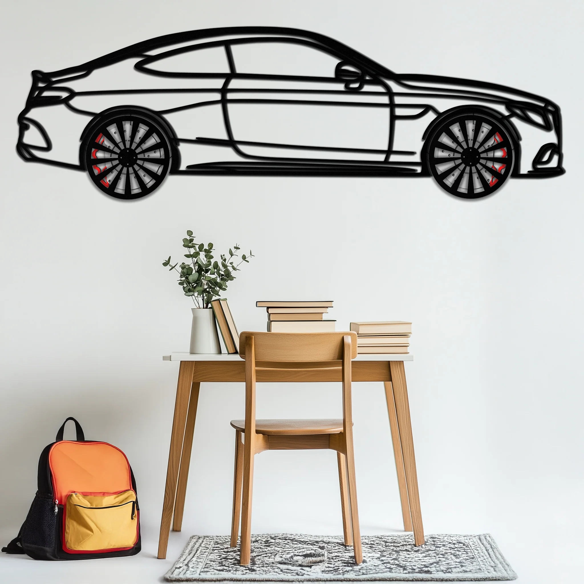 Mercedes C300 Coupe Metal Wall Art – Rotating Wheels Edition – Luxury Car Silhouette Decor for Home, Office & Garage - KAFMEKA074 - Image 7