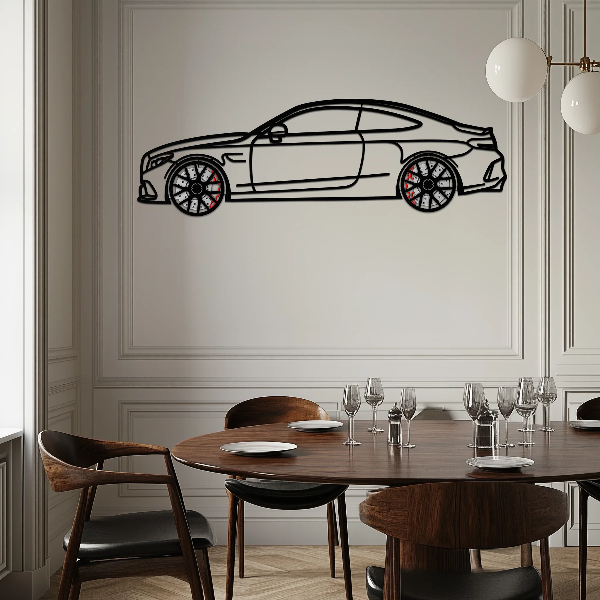 Mercedes C63 AMG Metal Wall Art – Performance Coupe Silhouette with Rotating Wheels 🔥🏁KAFMEKA071 - Image 10